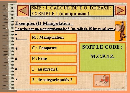 SMB : 1. CALCUL DU T. O. DE BASE: EXEMPLE 1 (manipulation). Exemples (1) SMB : 1. CALCUL DU T. O. DE BASE: EXEMPLE 1 (manipulation). Exemples (1)