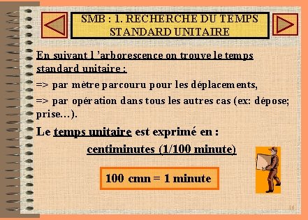 SMB : 1. RECHERCHE DU TEMPS STANDARD UNITAIRE En suivant l ’arborescence on trouve SMB : 1. RECHERCHE DU TEMPS STANDARD UNITAIRE En suivant l ’arborescence on trouve