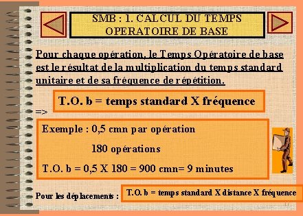 SMB : 1. CALCUL DU TEMPS OPERATOIRE DE BASE Pour chaque opération, le Temps SMB : 1. CALCUL DU TEMPS OPERATOIRE DE BASE Pour chaque opération, le Temps