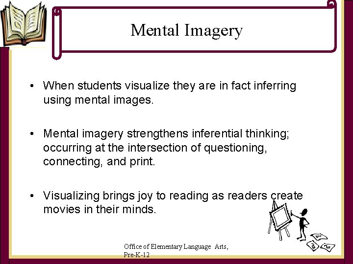 Mental Imagery • When students visualize they are in fact inferring using mental images. Mental Imagery • When students visualize they are in fact inferring using mental images.