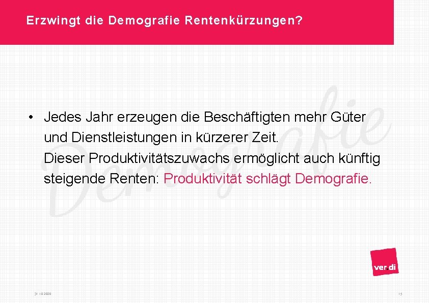 Erzwingt die Demografie Rentenkürzungen? • Jedes Jahr erzeugen die Beschäftigten mehr Güter und Dienstleistungen