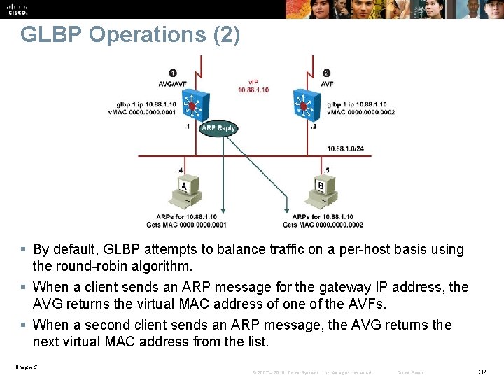 GLBP Operations (2) § By default, GLBP attempts to balance traffic on a per-host