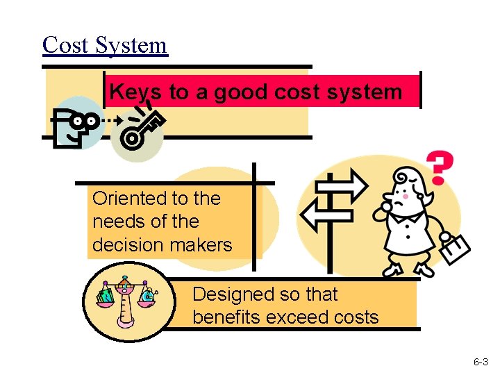 Cost System Keys to a good cost system Oriented to the needs of the