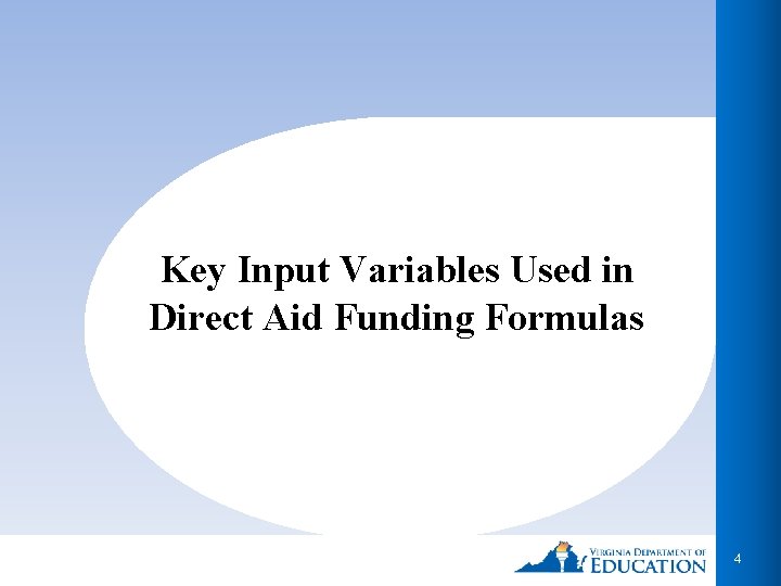 Key Input Variables Used in Direct Aid Funding Formulas 4 Key Input Variables Used in Direct Aid Funding Formulas 4