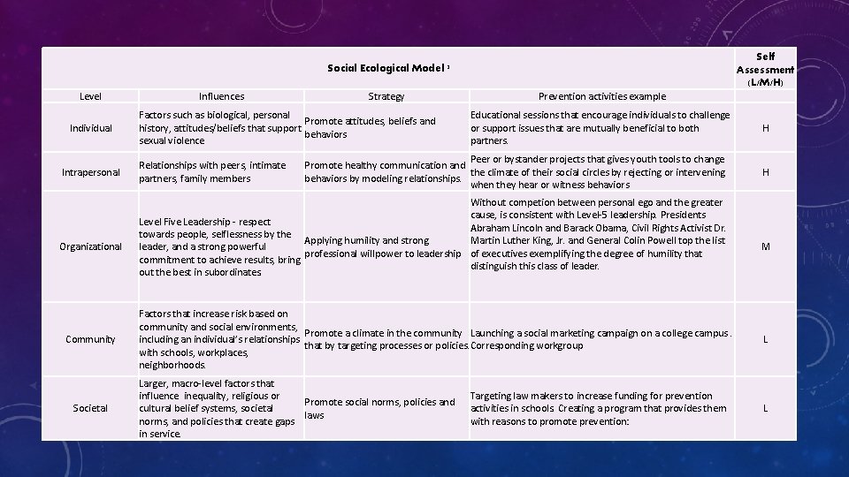 Social Ecological Model Level Individual Intrapersonal Organizational Community Societal Influences 2 Strategy Factors such