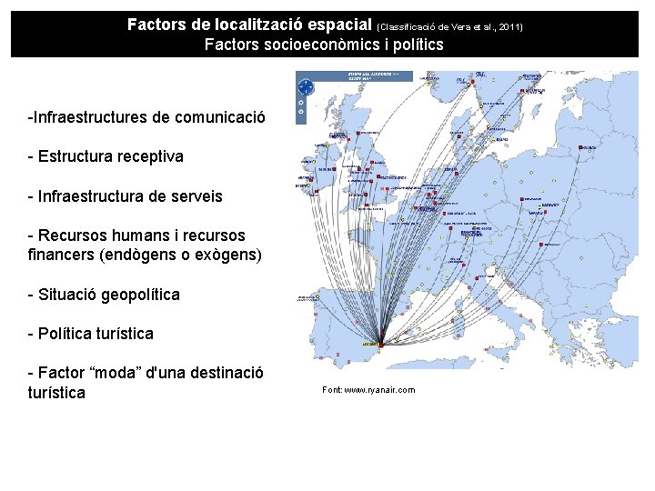 Factors de localització espacial (Classificació de Vera et al. , 2011) Factors socioeconòmics i