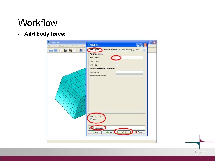 Workflow Add body force: 