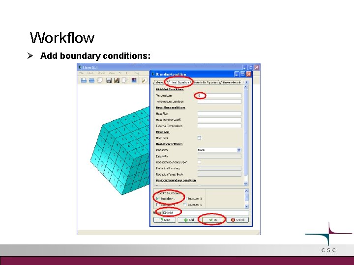 Workflow Add boundary conditions: 