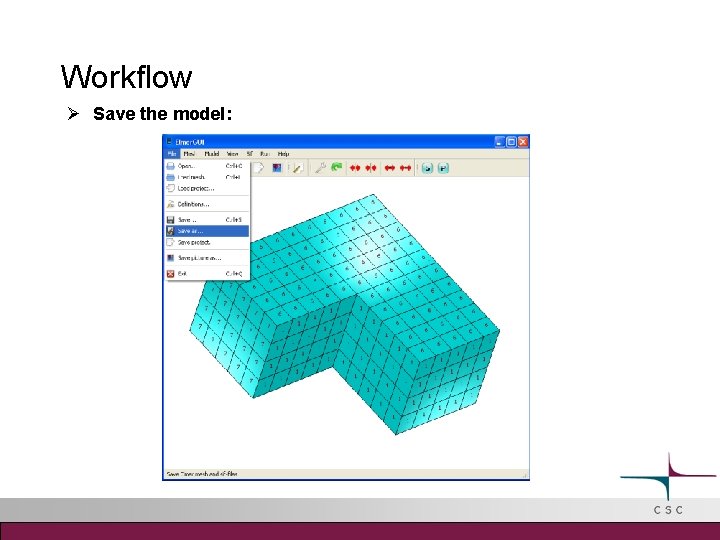 Workflow Save the model: 