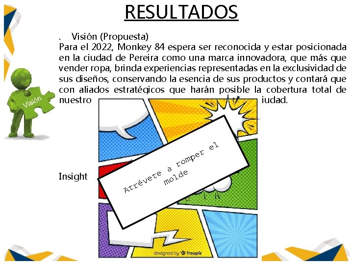 RESULTADOS . Visión (Propuesta) Para el 2022, Monkey 84 espera ser reconocida y estar