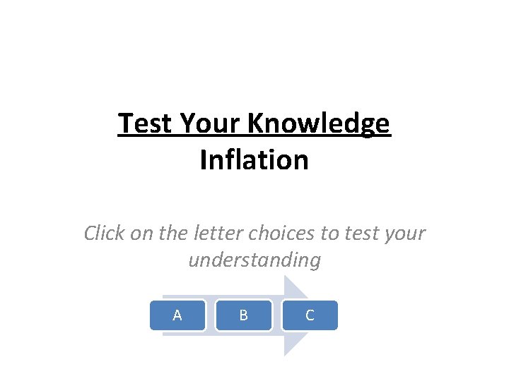 Test Your Knowledge Inflation Click on the letter choices to test your understanding A