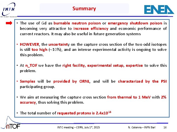 Summary • The use of Gd as burnable neutron poison or emergency shutdown poison