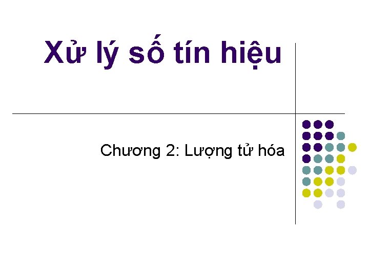 Xử lý số tín hiệu Chương 2: Lượng tử hóa Xử lý số tín hiệu Chương 2: Lượng tử hóa