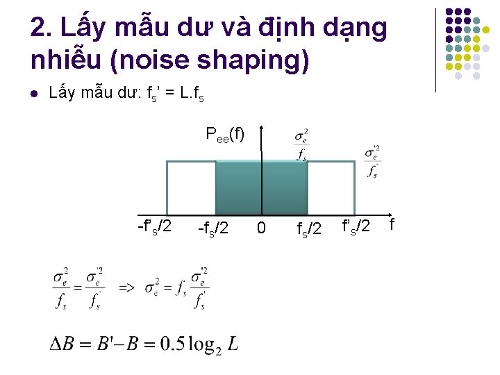 2. Lấy mẫu dư và định dạng nhiễu (noise shaping) l Lấy mẫu dư: 2. Lấy mẫu dư và định dạng nhiễu (noise shaping) l Lấy mẫu dư:
