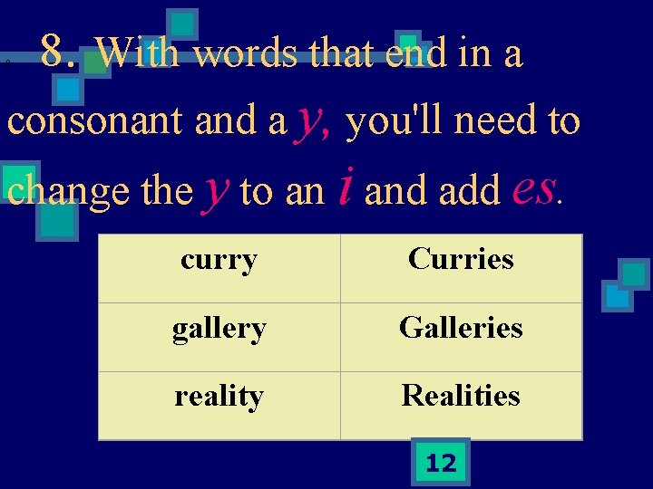 . With words that end in a 8 8. consonant and a y, you'll