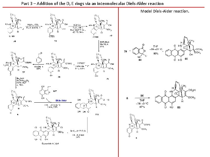 Part 3 – Addition of the D, E rings via an intermolecular Diels-Alder reaction