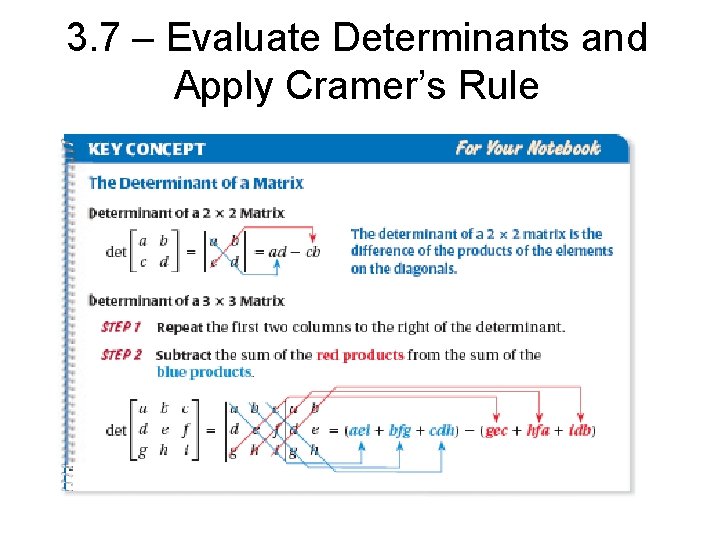 3. 7 – Evaluate Determinants and Apply Cramer’s Rule 