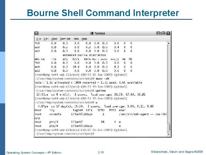 Bourne Shell Command Interpreter Operating System Concepts – 8 th Edition 2. 10 Silberschatz, Bourne Shell Command Interpreter Operating System Concepts – 8 th Edition 2. 10 Silberschatz,