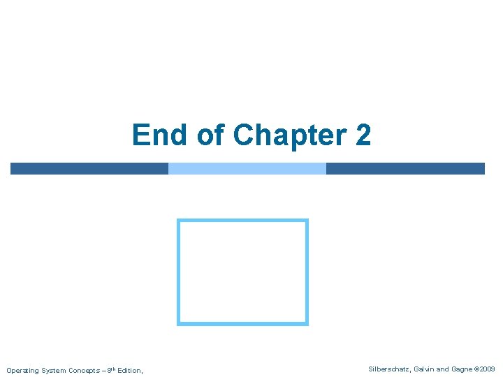 End of Chapter 2 Operating System Concepts – 8 th Edition, Silberschatz, Galvin and End of Chapter 2 Operating System Concepts – 8 th Edition, Silberschatz, Galvin and