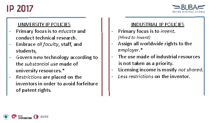  UNIVERSITY IP POLICIES - Primary focus is to educate and conduct technical research.