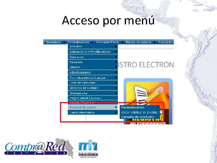 Acceso por menú Acceso por menú