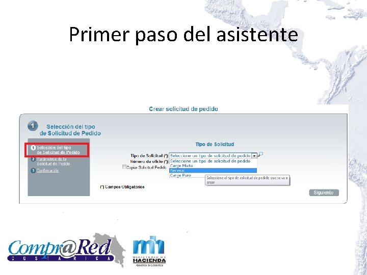 Primer paso del asistente Primer paso del asistente