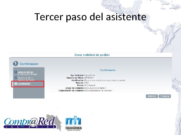 Tercer paso del asistente Tercer paso del asistente