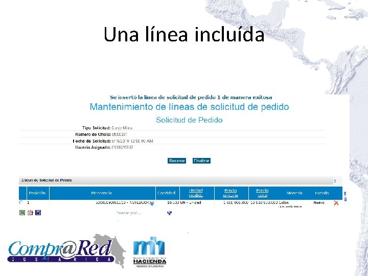 Una línea incluída Una línea incluída