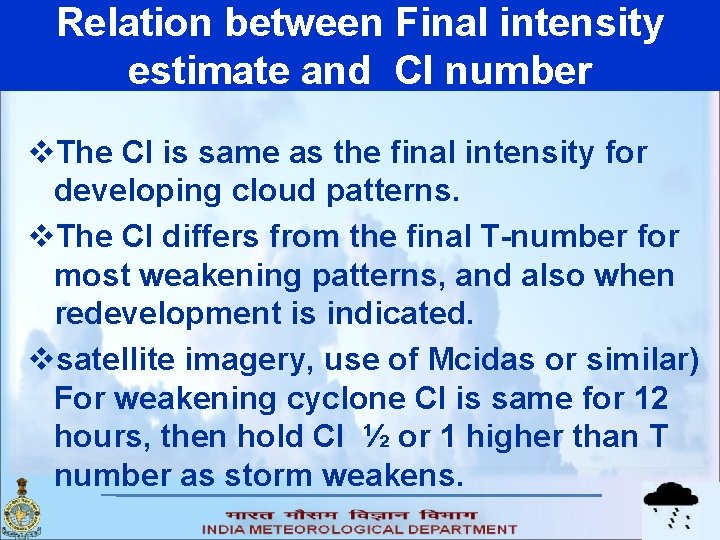 Relation between Final intensity estimate and CI number v. The CI is same as