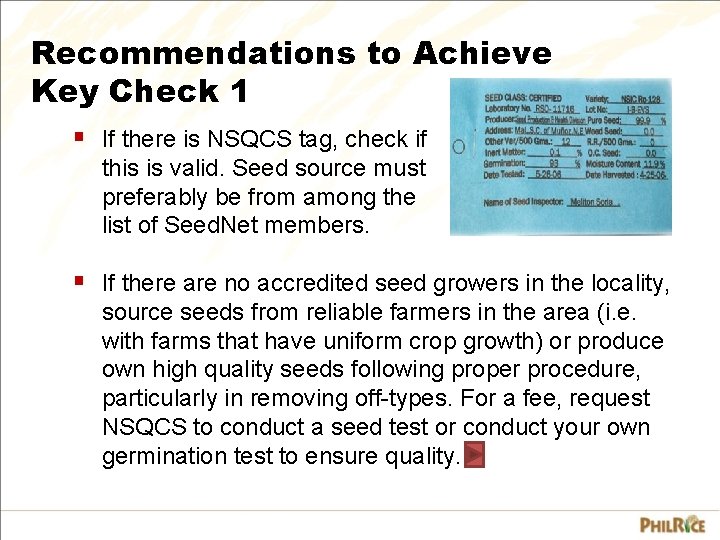 Recommendations to Achieve Key Check 1 § If there is NSQCS tag, check if