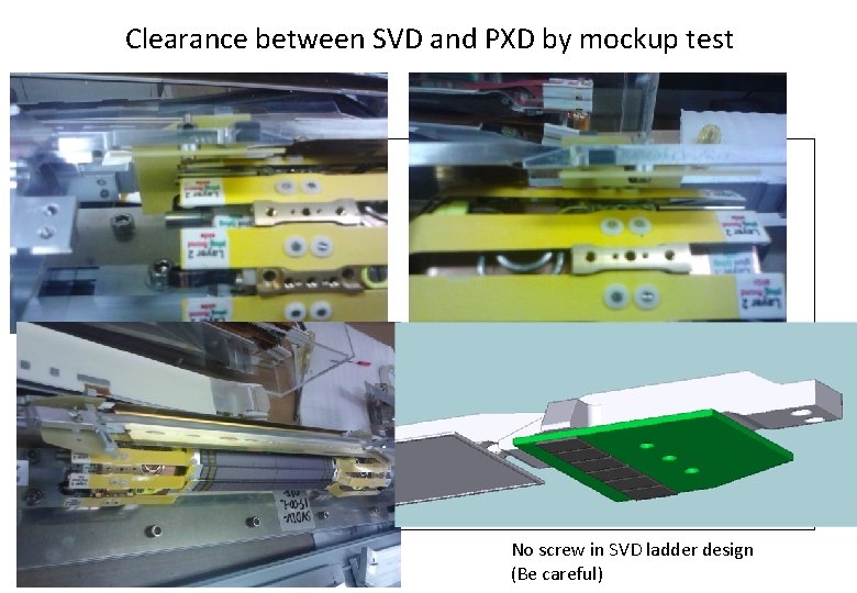 Clearance between SVD and PXD by mockup test No screw in SVD ladder design