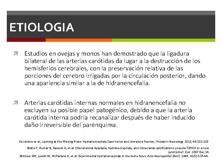 ETIOLOGIA Estudios en ovejas y monos han demostrado que la ligadura bilateral de las ETIOLOGIA Estudios en ovejas y monos han demostrado que la ligadura bilateral de las