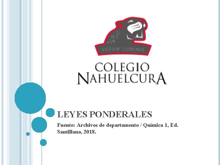 LEYES PONDERALES Fuente: Archivos de departamento / Química 1, Ed. Santillana, 2018. 