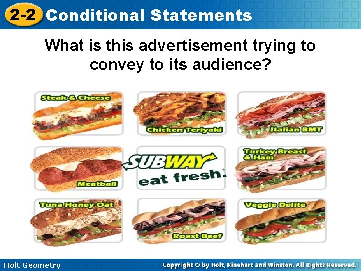 2 -2 Conditional Statements What is this advertisement trying to convey to its audience?
