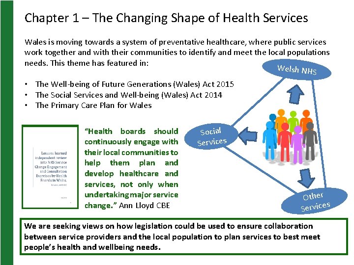 Chapter 1 – The Changing Shape of Health Services Wales is moving towards a