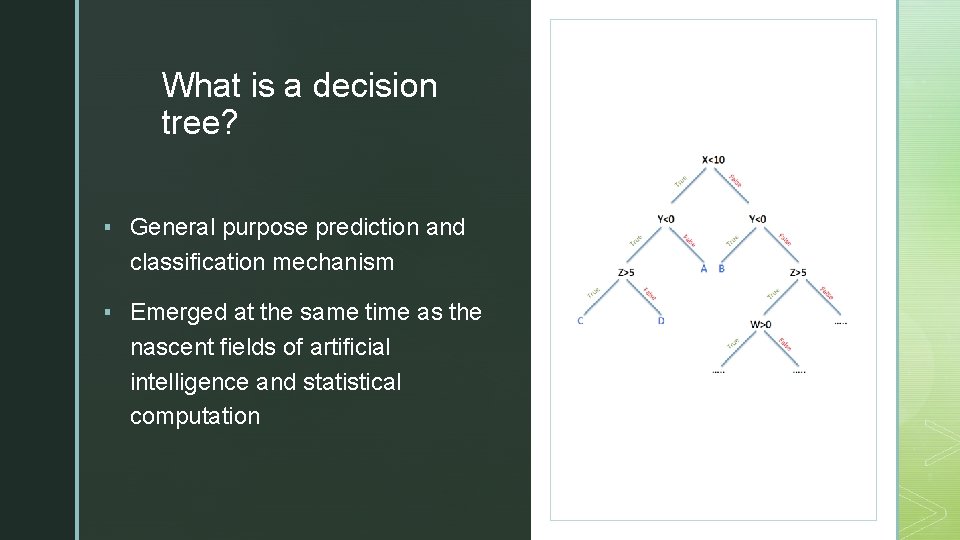 ◤ What is a decision tree? ▪ General purpose prediction and classification mechanism ▪