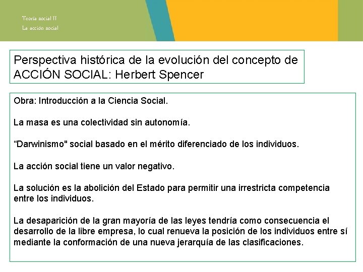 Teoría social II La acción social Perspectiva histórica de la evolución del concepto de