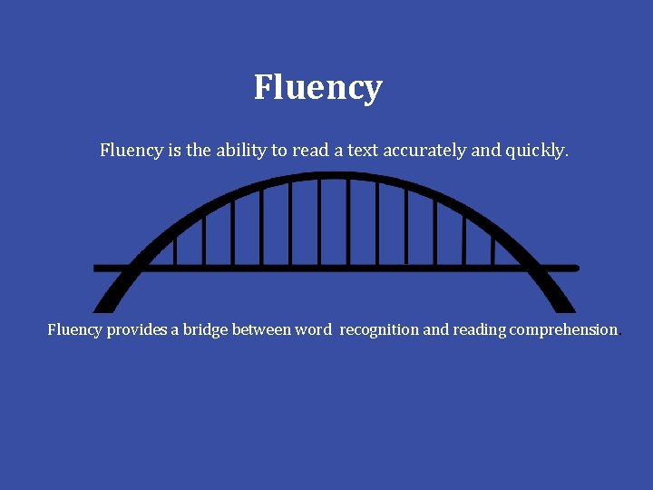 Fluency is the ability to read a text accurately and quickly. Fluency provides a