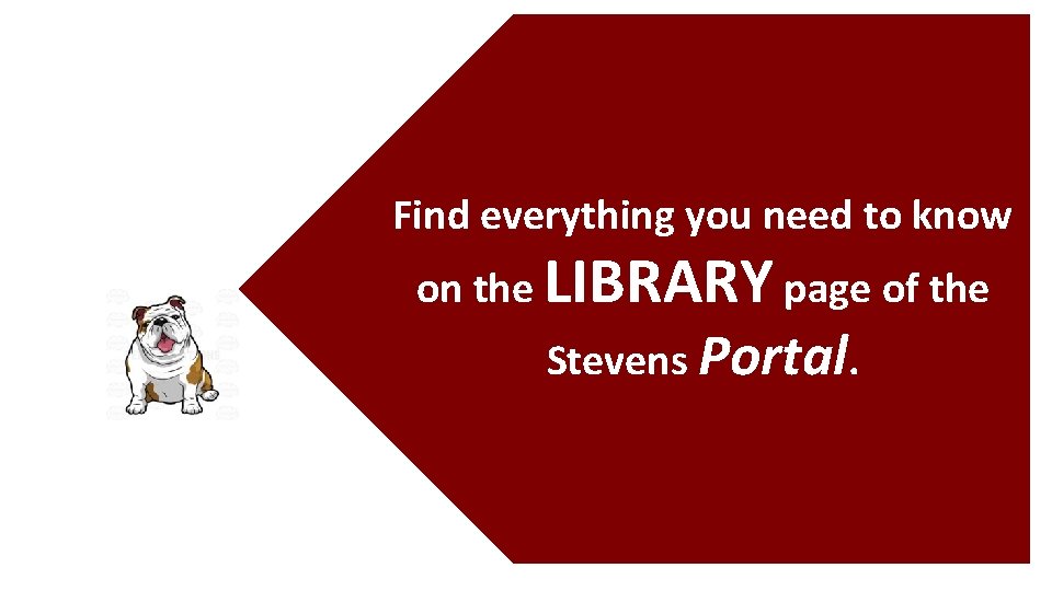 Find everything you need to know on the LIBRARY page of the Stevens Portal.
