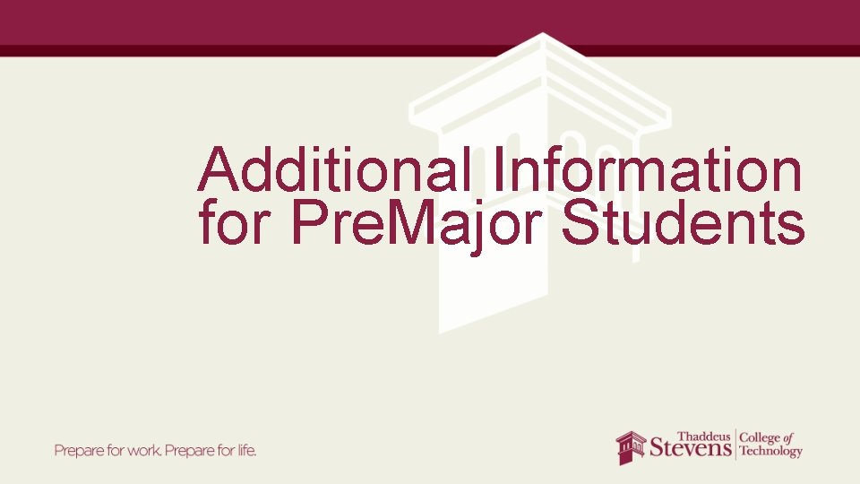 Additional Information for Pre. Major Students 