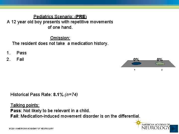 Pediatrics Scenario: (PRE) A 12 year old boy presents with repetitive movements of one