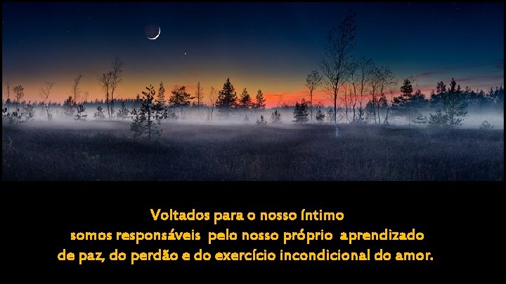 Voltados para o nosso íntimo somos responsáveis pelo nosso próprio aprendizado de paz, do