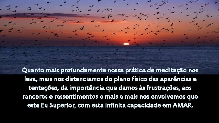 Quanto mais profundamente nossa prática de meditação nos leva, mais nos distanciamos do plano