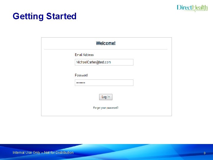 Getting Started Internal Use Only – Not for Distribution 3 