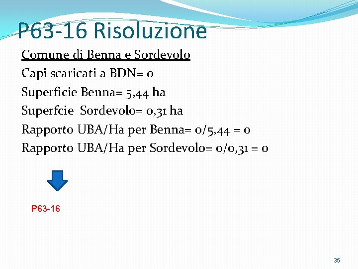 P 63 -16 Risoluzione Comune di Benna e Sordevolo Capi scaricati a BDN= 0