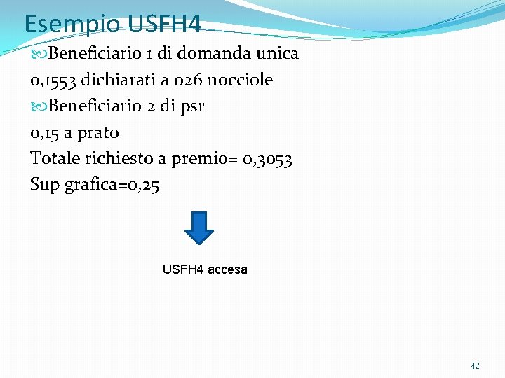 Esempio USFH 4 Beneficiario 1 di domanda unica 0, 1553 dichiarati a 026 nocciole