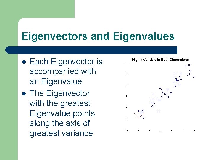 Eigenvectors and Eigenvalues l l Each Eigenvector is accompanied with an Eigenvalue The Eigenvector