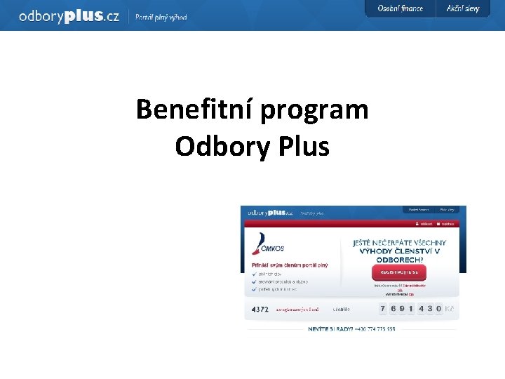 Benefitní program Odbory Plus 