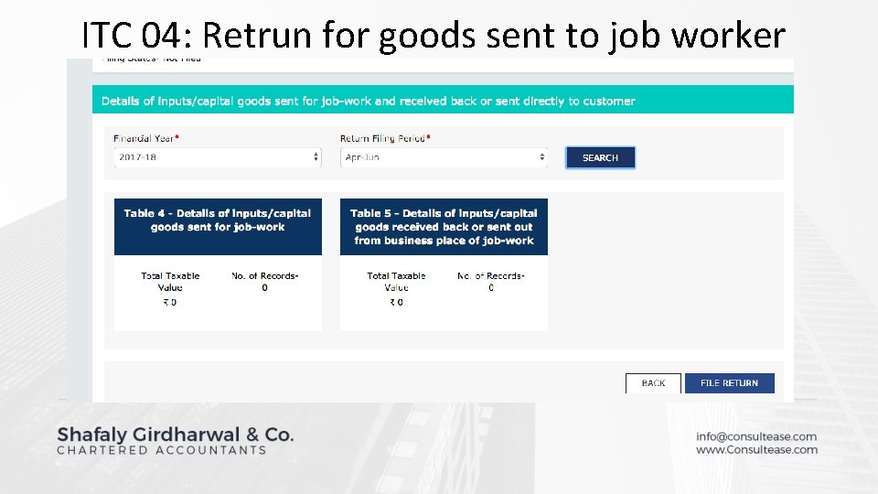 ITC 04: Retrun for goods sent to job worker 