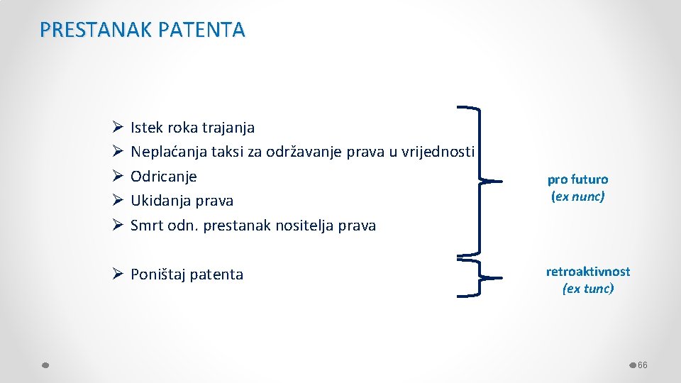 PRESTANAK PATENTA Ø Ø Ø Istek roka trajanja Neplaćanja taksi za održavanje prava u